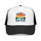 Lake Is My Happy Place Trucker Hat — Vintage Sunset Fishing Foam Cap