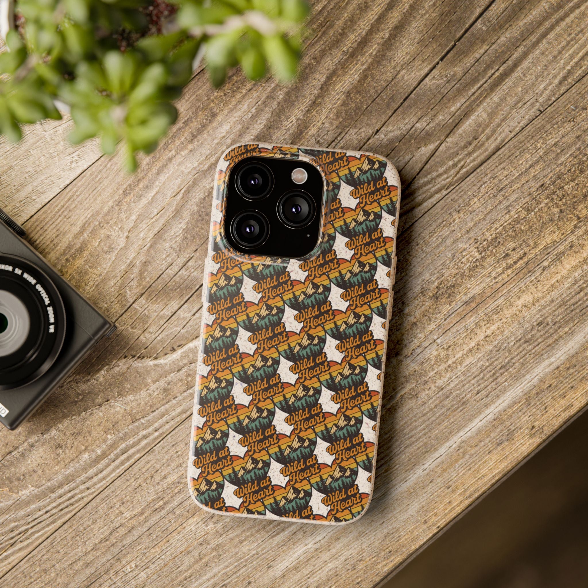 Eco-Friendly Phone Case — Vintage Camper Pattern Biodegradable iPhone Cover