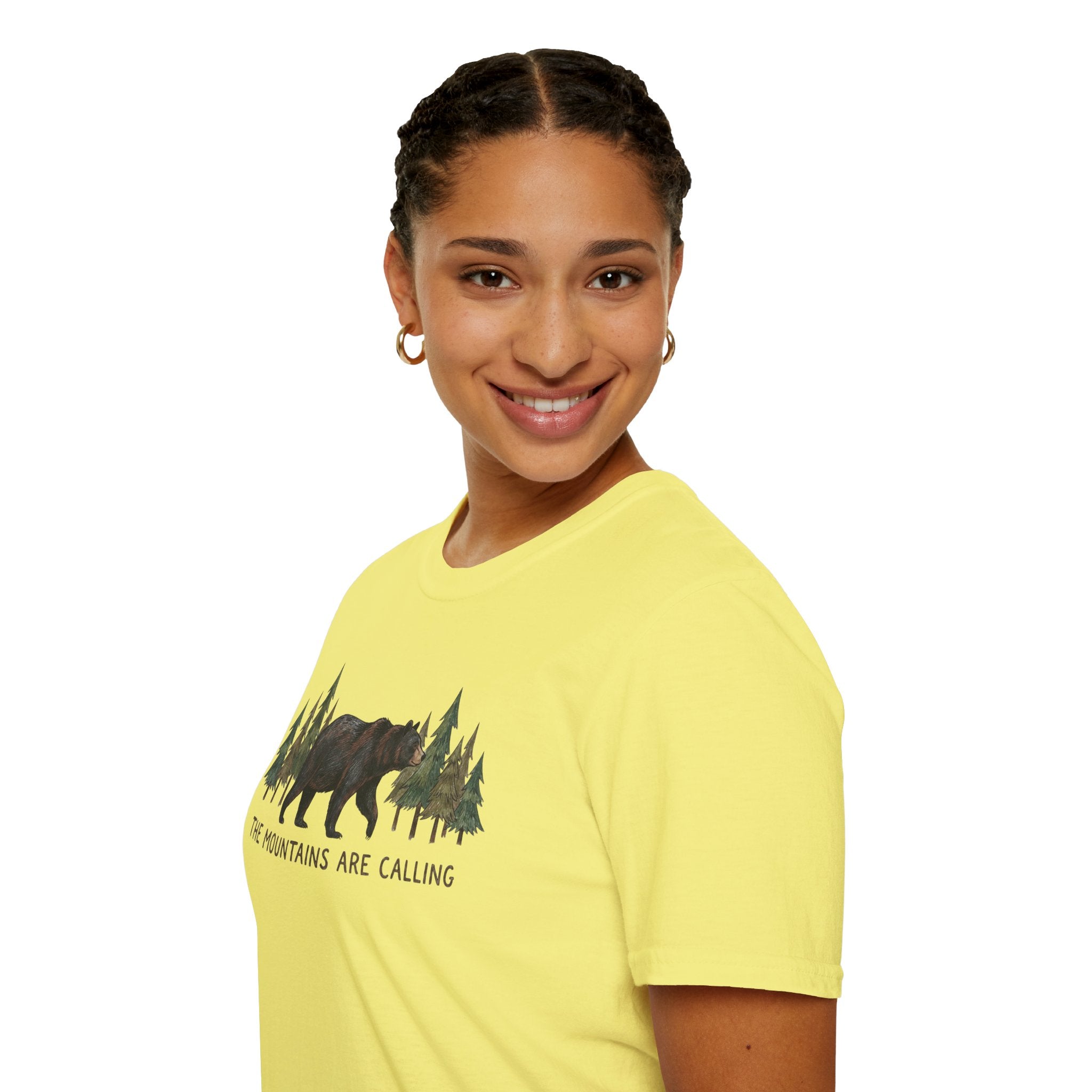 "The Mountains Are Calling" Bear and Pines T-Shirt — Outdoor Graphic Tee