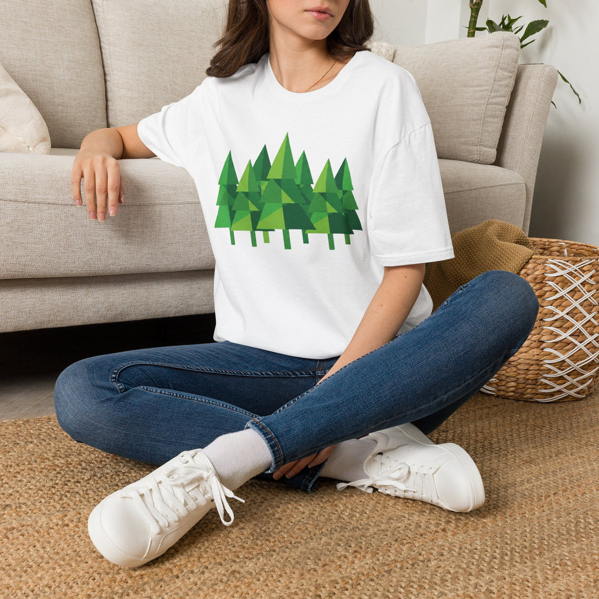 Forest Graphic T-Shirt — Minimal Green Pine Trees Tee