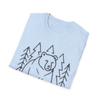 Bear & Pines T-Shirt — Minimal Line Drawing Woodland Tee