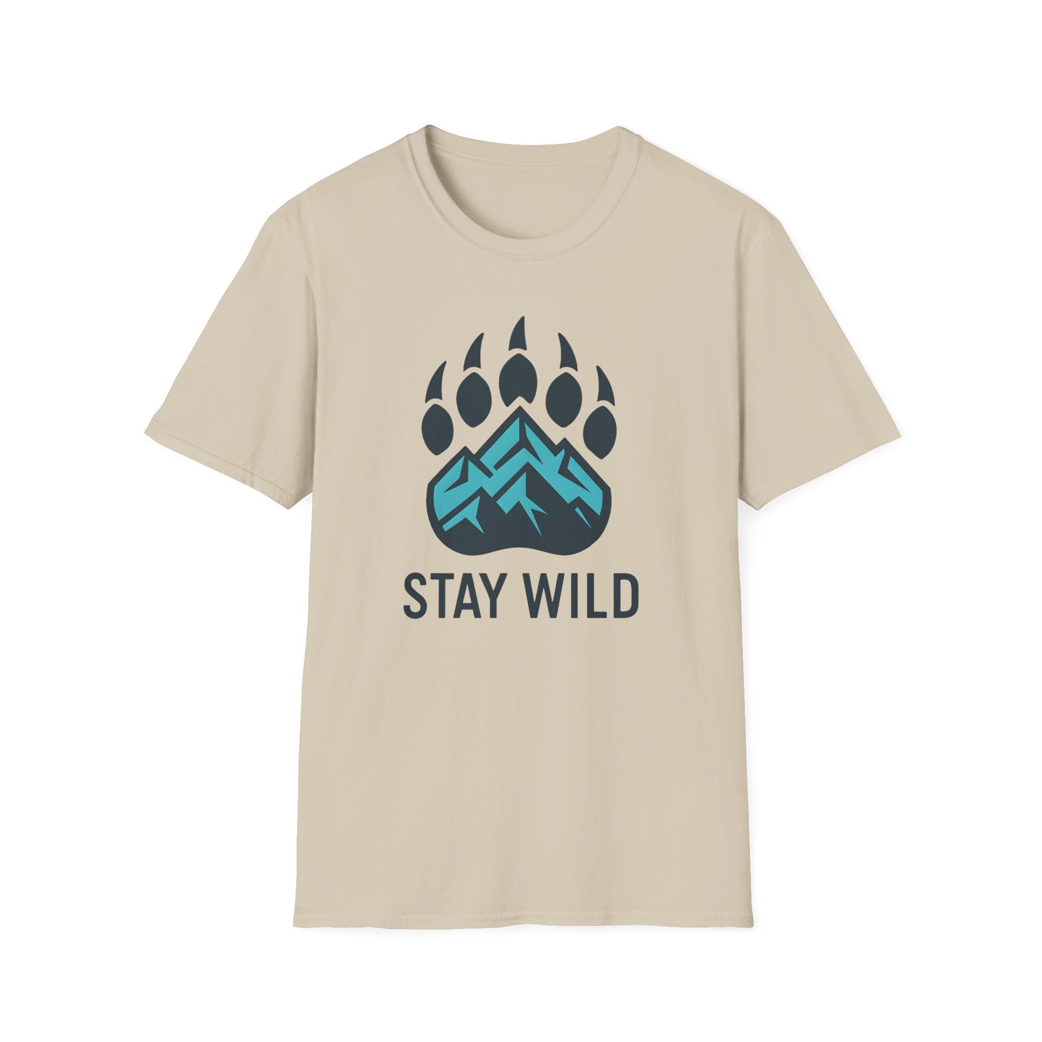 "Stay Wild" Bear Footprint Mountain Emblem T-Shirt