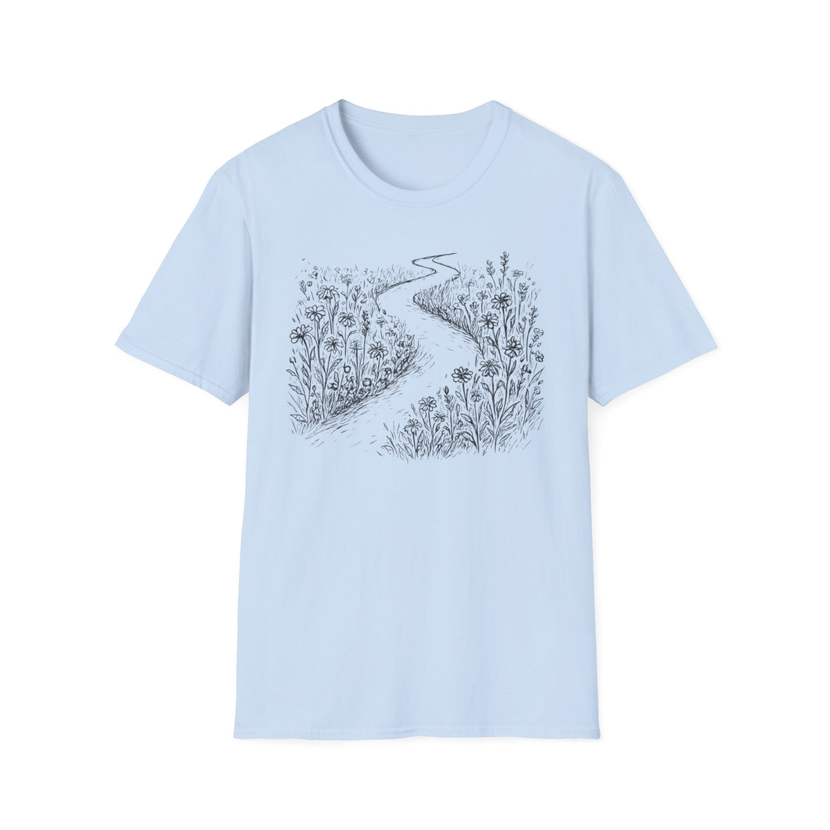 Winding Path Through The Meadow Floral T-Shirt