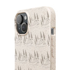 Biodegradable Phone Case — Eco-Friendly Forest Sketch Pattern