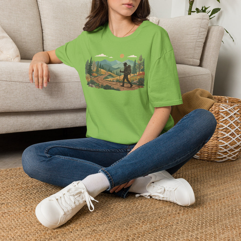 Hiker Mountain Sunset T-Shirt — Scenic Trail Adventure Tee