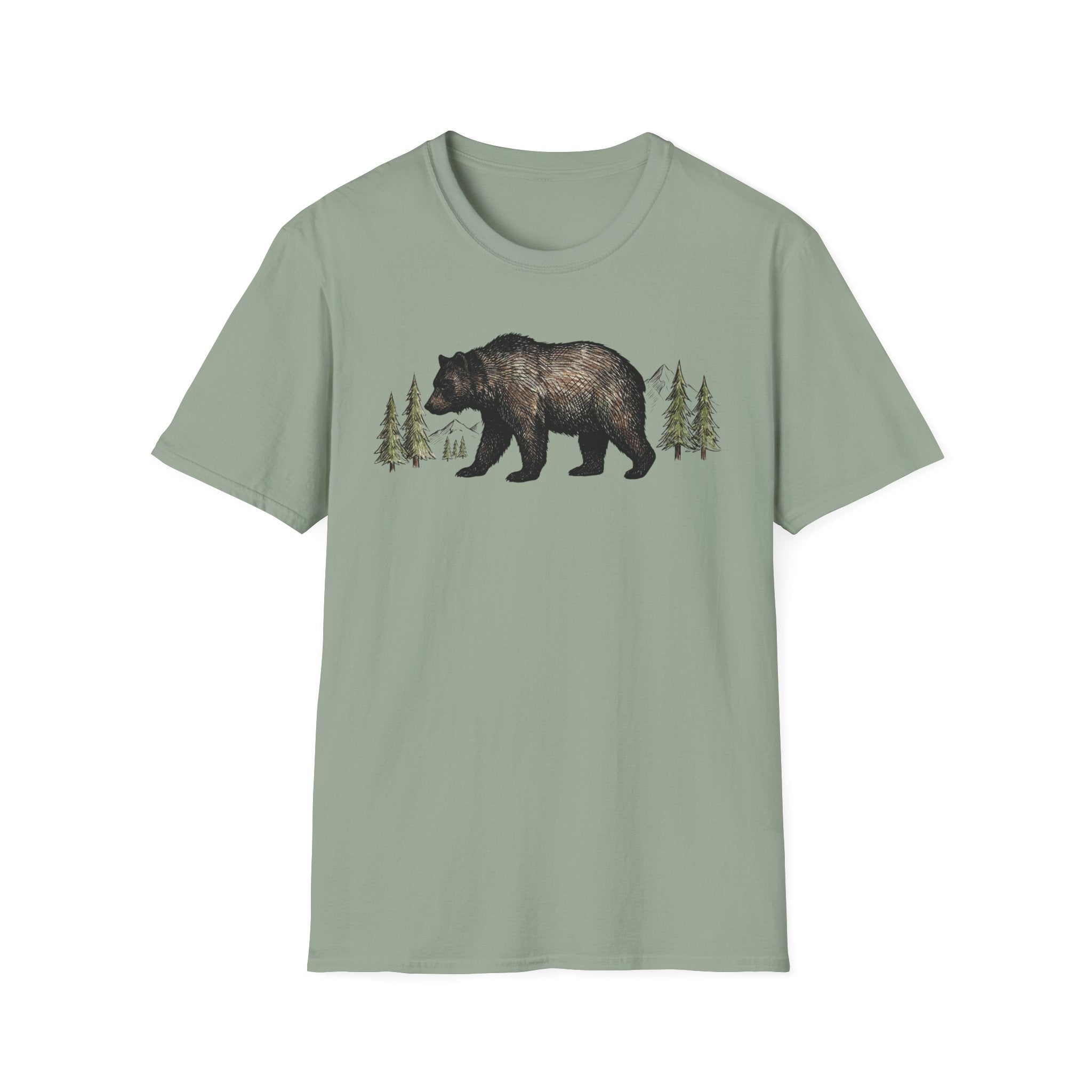 Bear & Forest T‑Shirt - Rustic Woodland Graphic Tee