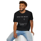 Into The Wild Canoe T-Shirt - Minimal Night Sky Lake Camping Tee