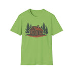 Vintage Cozy Cabin T-Shirt — Faded Pine Tree Cabin Tee