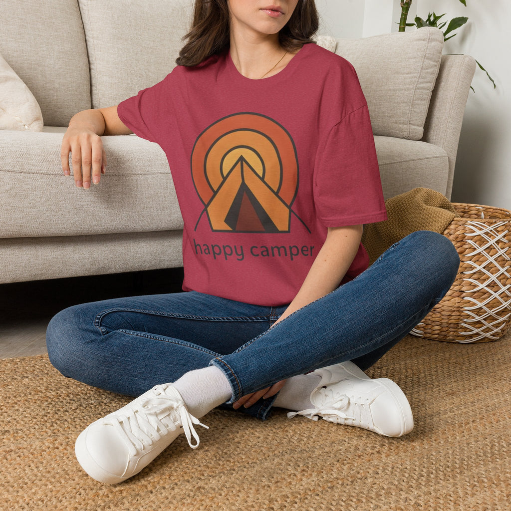 Happy Camper Retro Sunset Camping T-Shirt