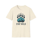 "Stay Wild" Bear Footprint Mountain Emblem T-Shirt