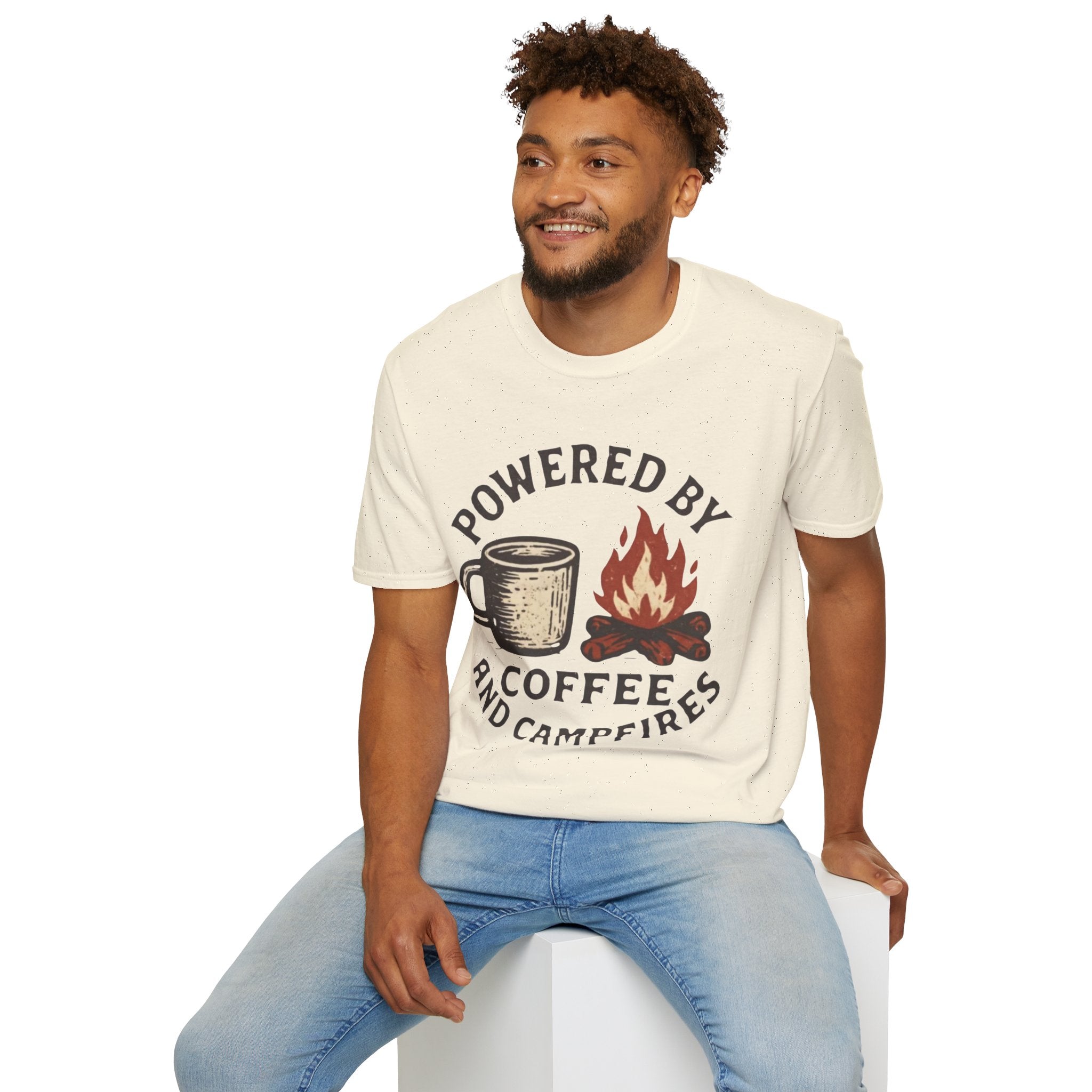 Powered By Coffee And Campfires Vintage Camping T-Shirt