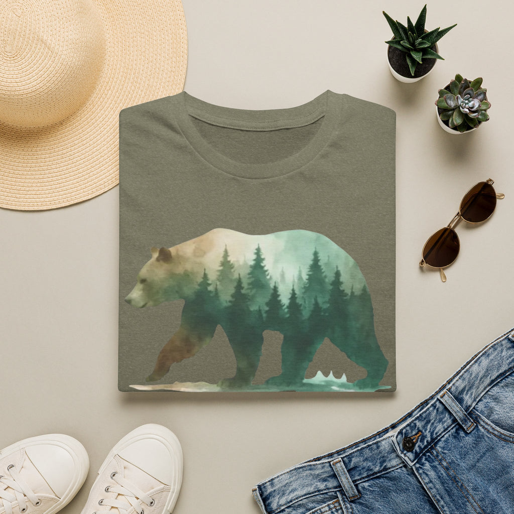 Forest Bear T-Shirt — Watercolor Woodland Bear Graphic Tee Shirt