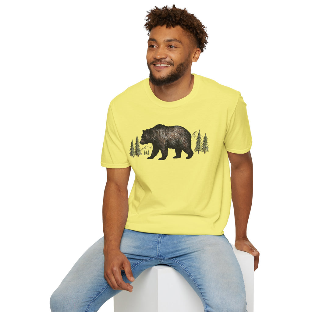 Bear & Forest T‑Shirt - Rustic Woodland Graphic Tee