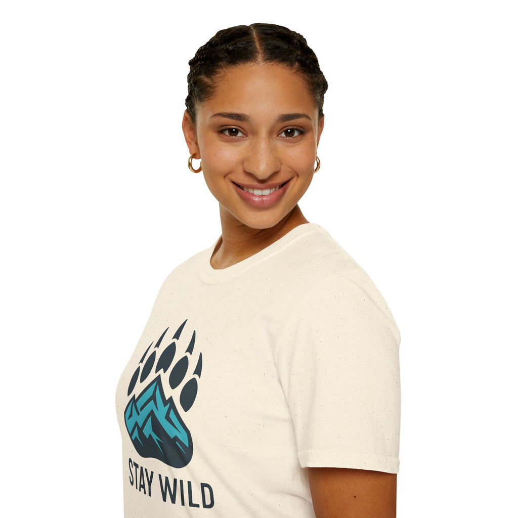 "Stay Wild" Bear Footprint Mountain Emblem T-Shirt