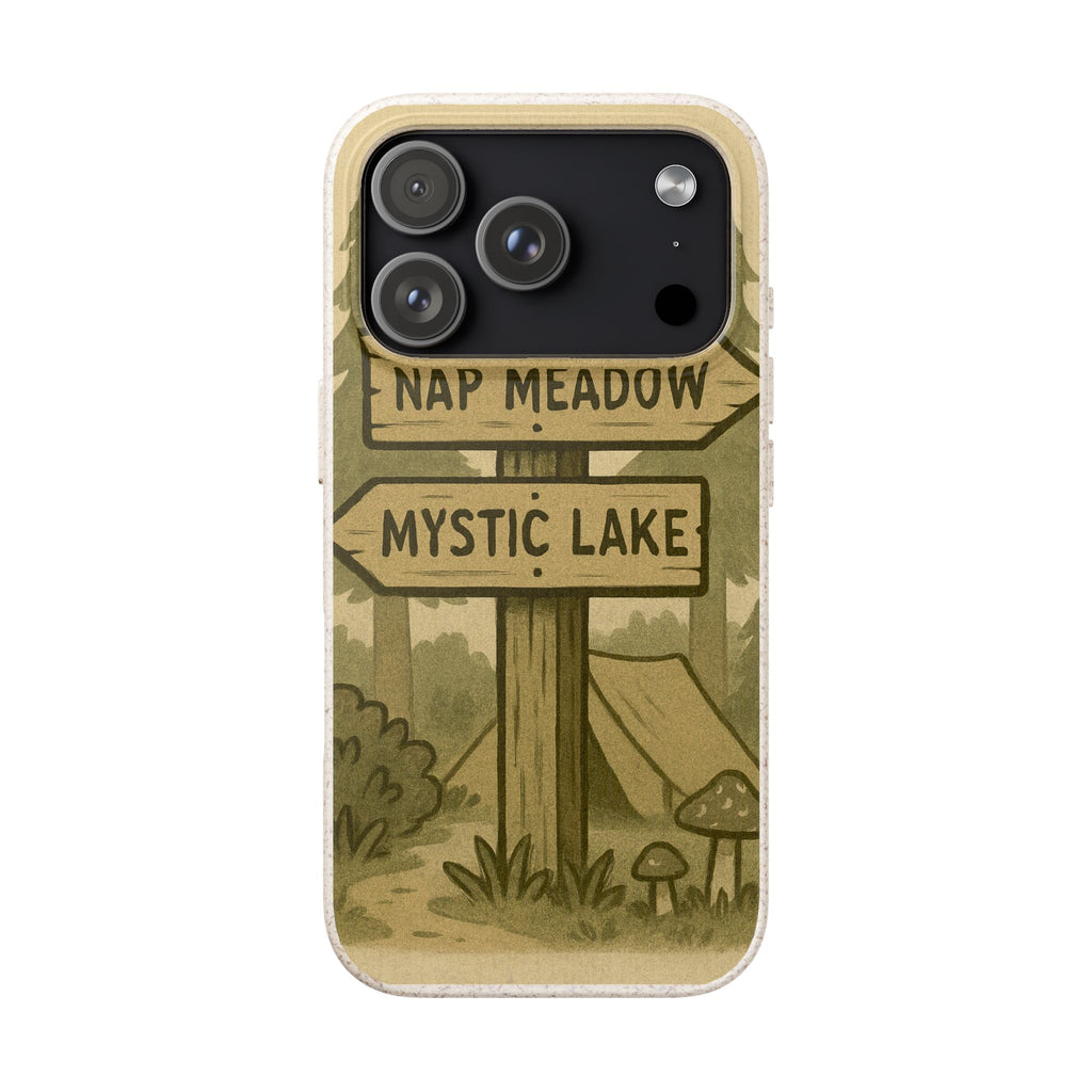 Biodegradable Phone Case — 'Nap Meadow' Mystic Lake Camping Design
