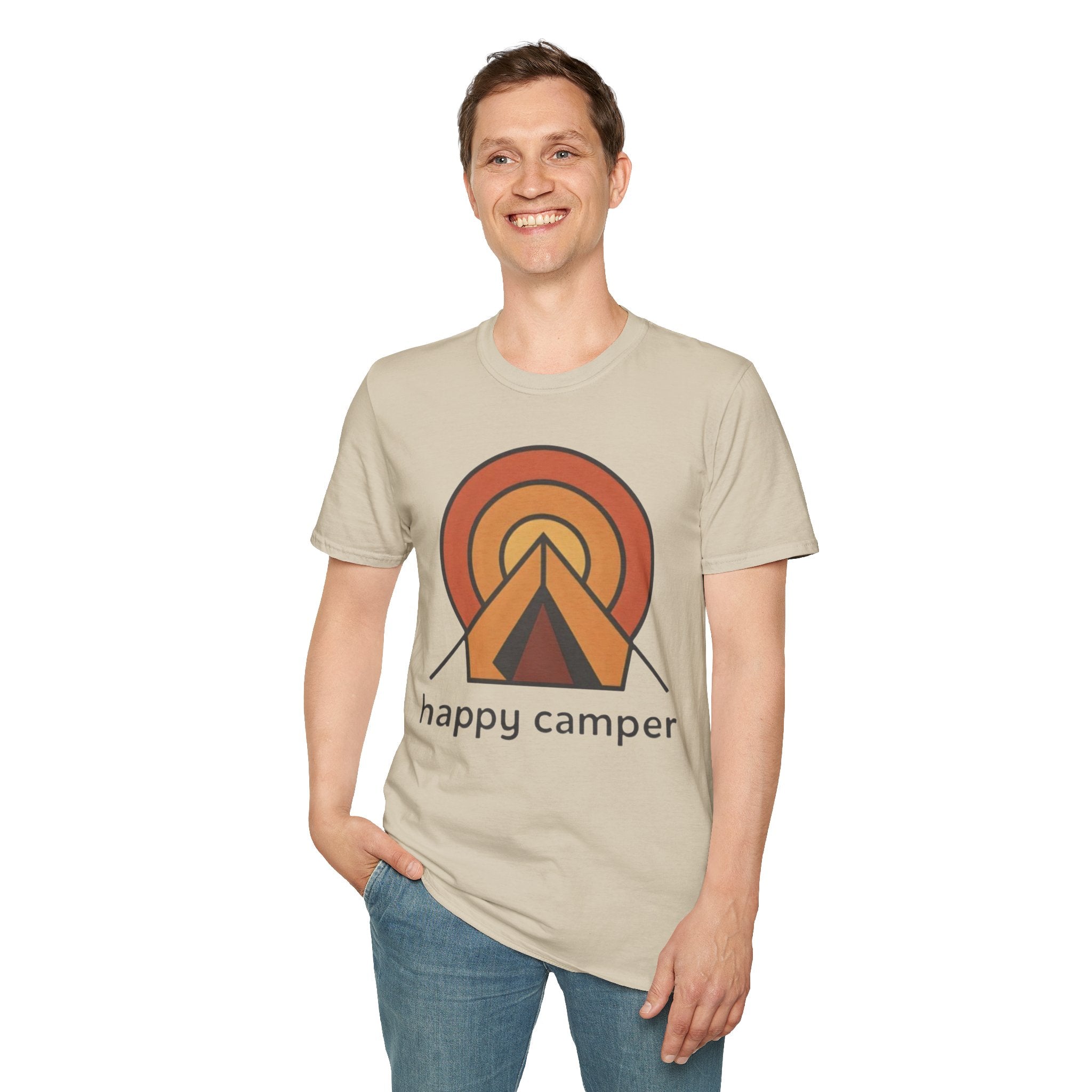 Happy Camper Retro Sunset Camping T-Shirt
