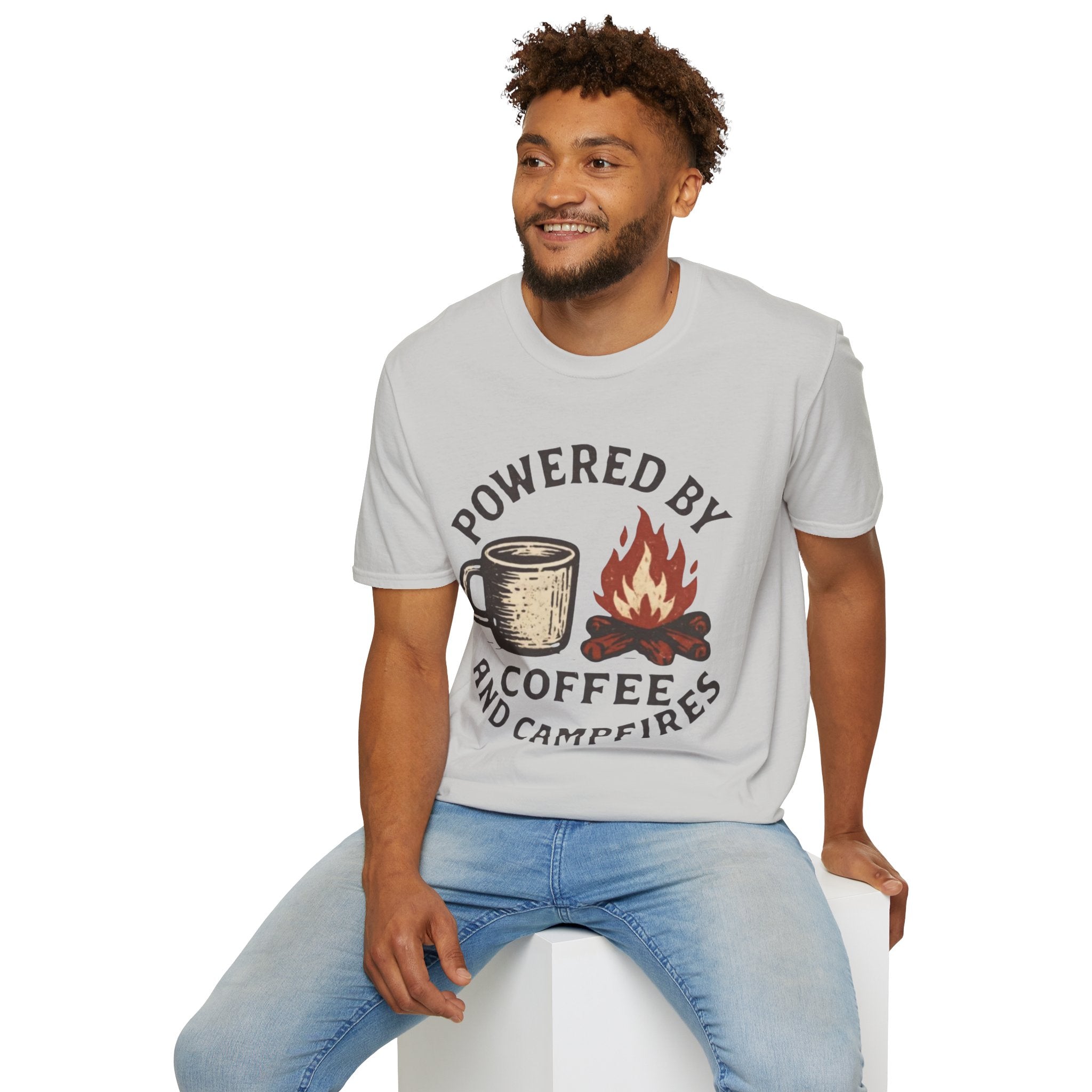 Powered By Coffee And Campfires Vintage Camping T-Shirt