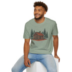 Vintage Cozy Cabin T-Shirt — Faded Pine Tree Cabin Tee