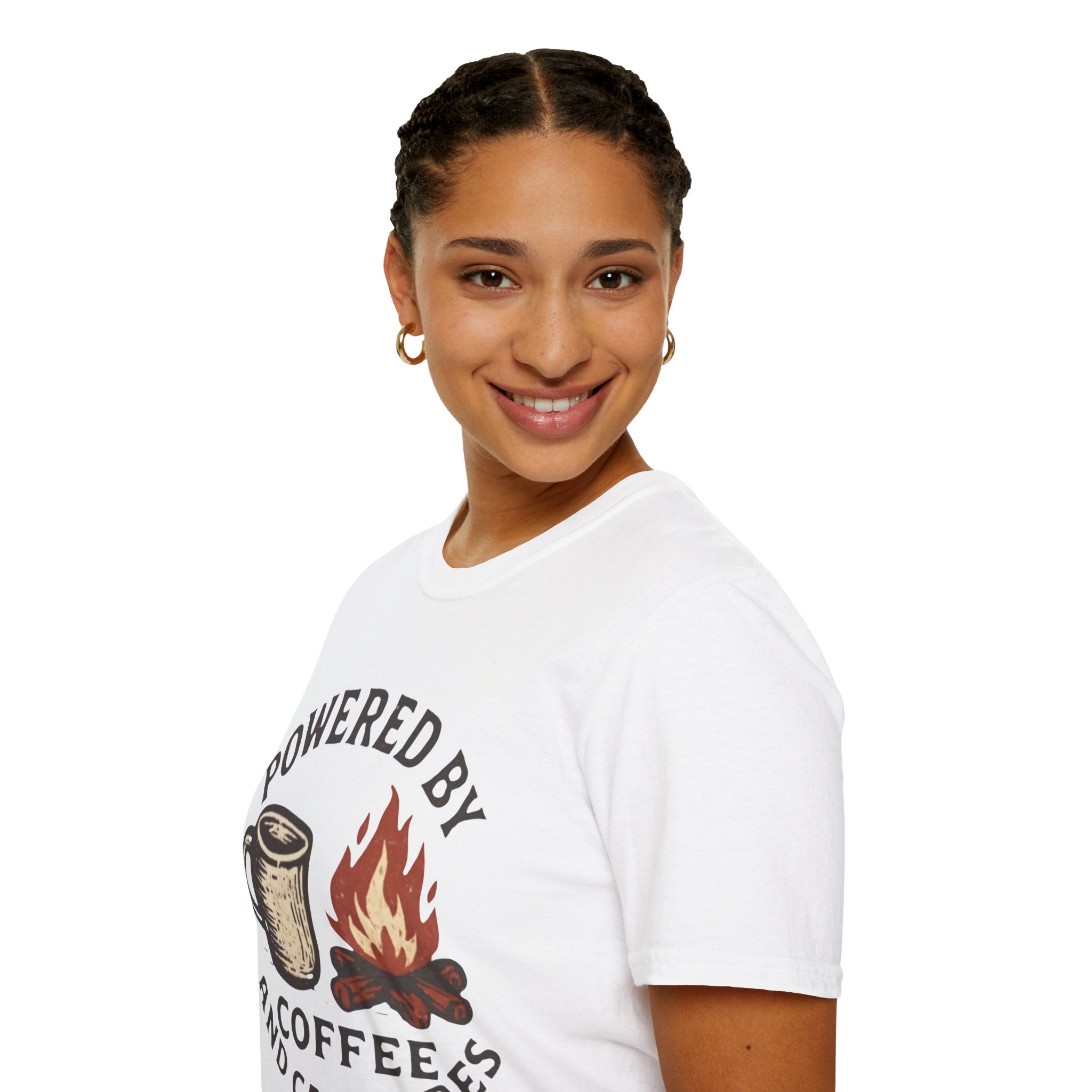 Powered By Coffee And Campfires Vintage Camping T-Shirt