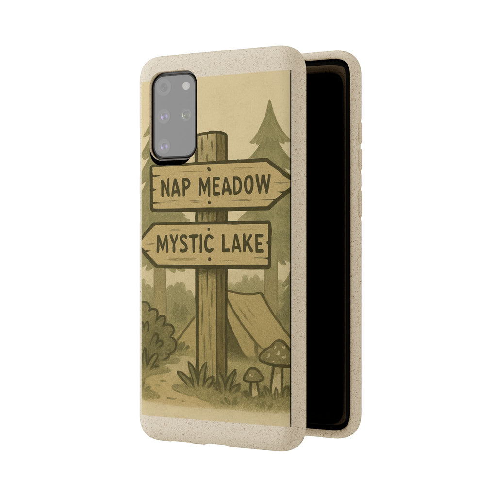 Biodegradable Phone Case — 'Nap Meadow' Mystic Lake Camping Design