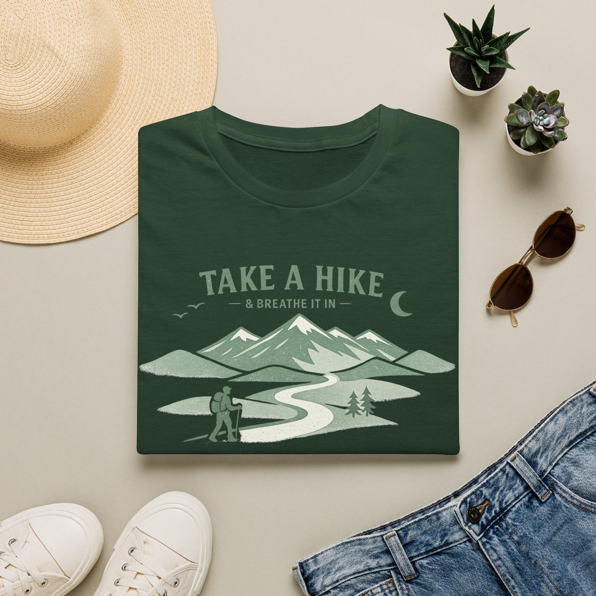 "Take A Hike & Breathe It In" Outdoor Hiking Graphic Tee