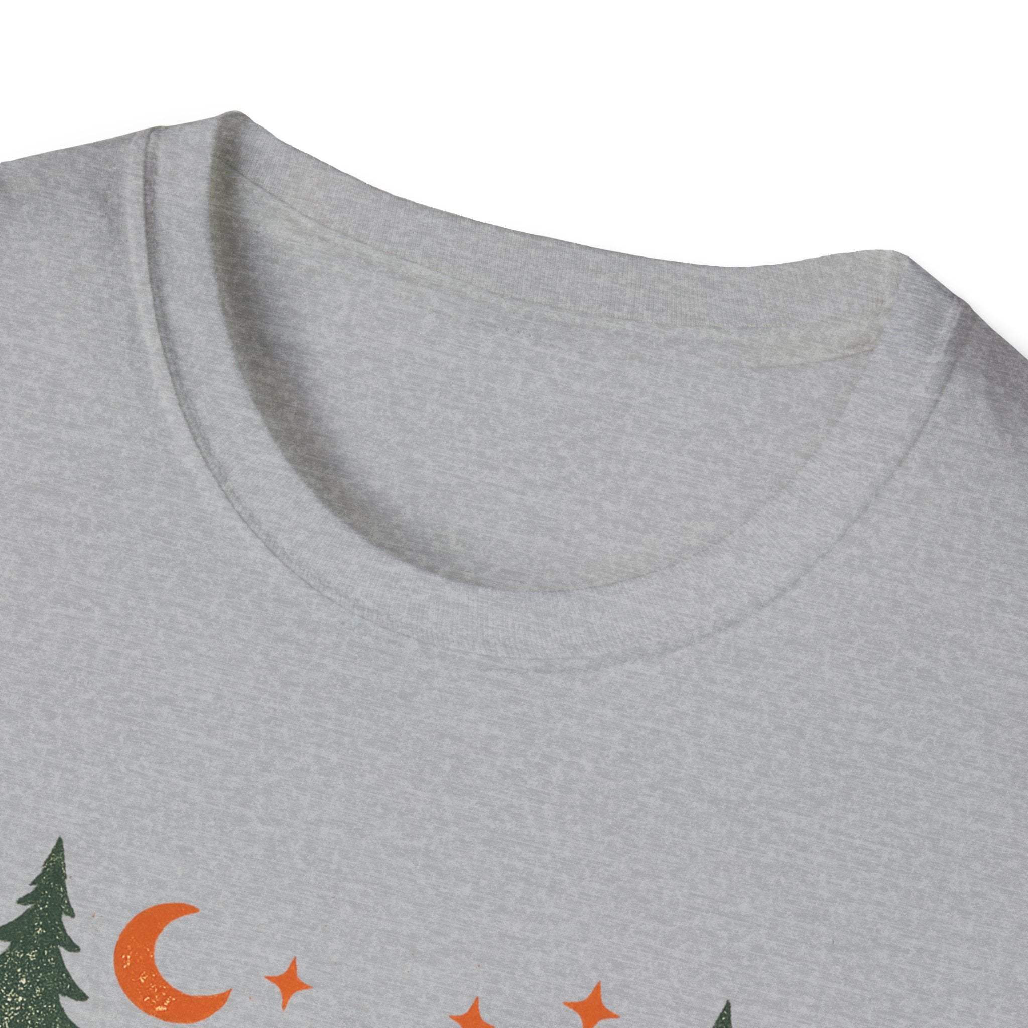 Campfires & Good Times T-Shirt — Retro Camping Tee with Bonfire, Trees & Coffee Mug
