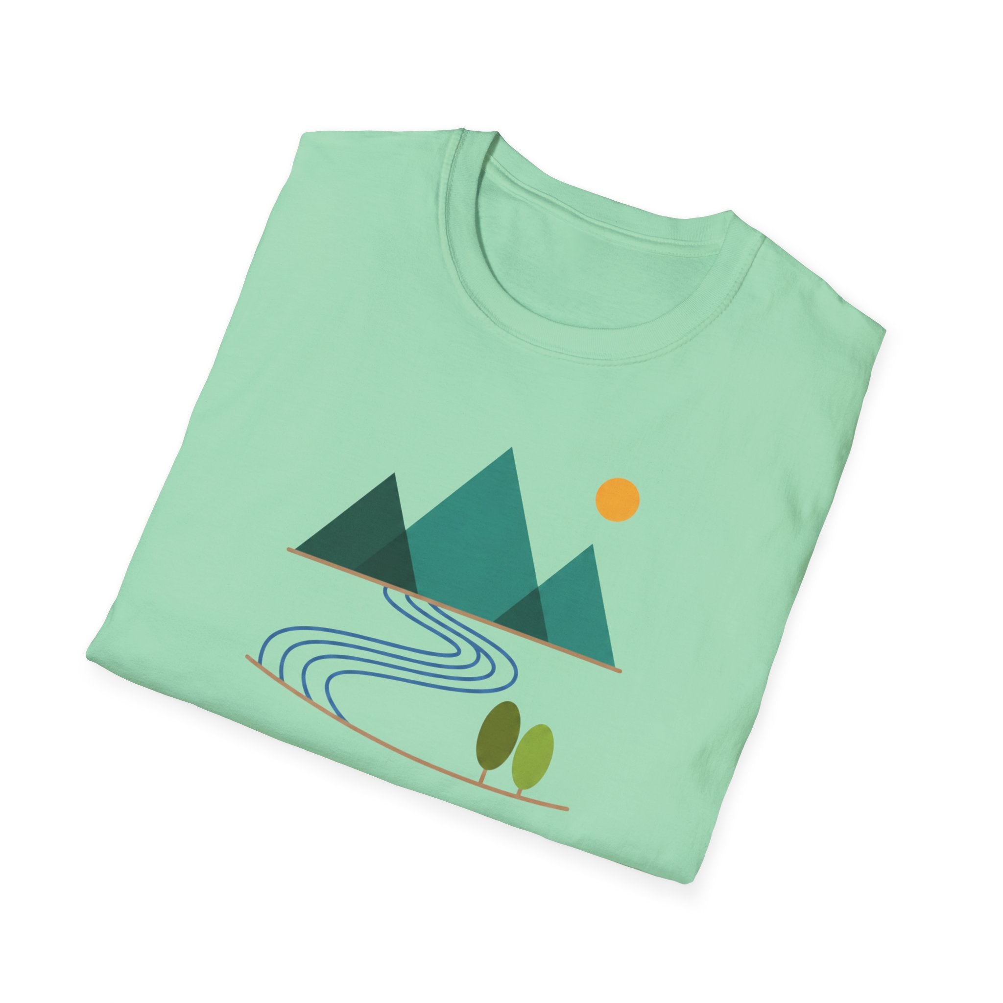 Minimal Mountain River T-Shirt — Nature Graphic Tee