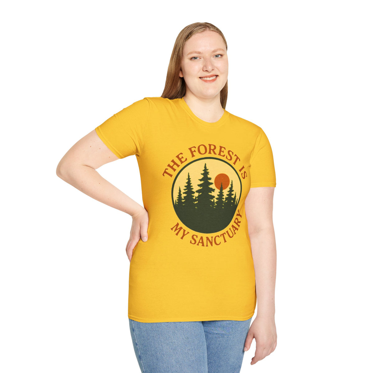 "The Forest Is My Sanctuary" Pines Sunset Graphic Tee Shirt