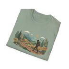 Hiker Mountain Sunset T-Shirt — Scenic Trail Adventure Tee