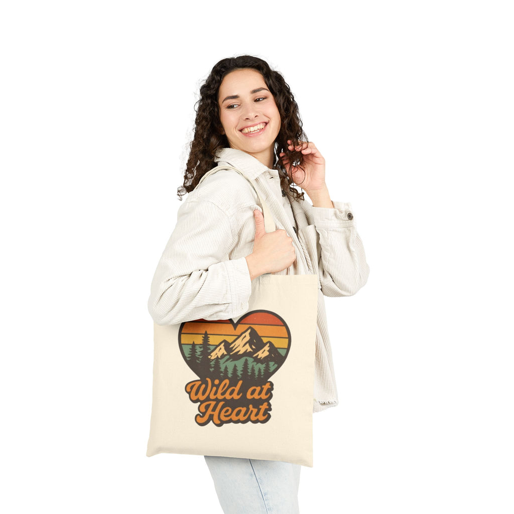Wild at Heart Canvas Tote — Retro Mountain Heart Eco Shopper