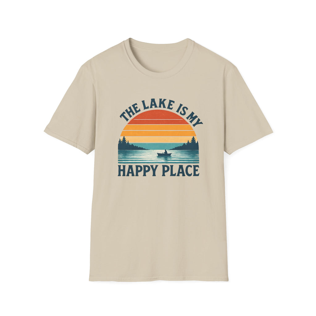 Canoe On The Lake At Sunset "The Lake Is My Happy Place" T-Shirt