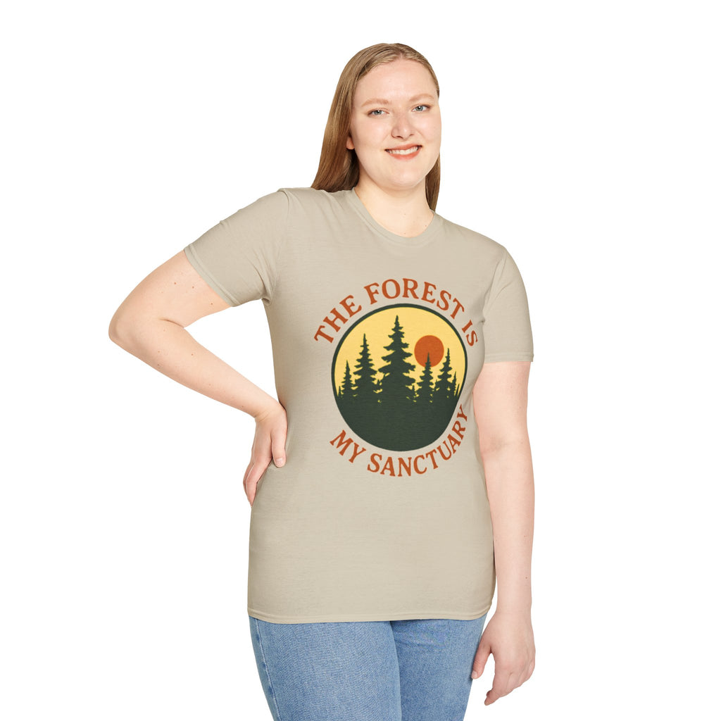 "The Forest Is My Sanctuary" Pines Sunset Graphic Tee Shirt