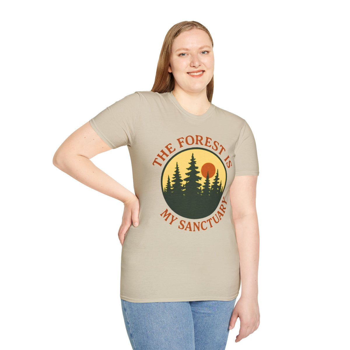 "The Forest Is My Sanctuary" Pines Sunset Graphic Tee Shirt
