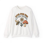 "Live For The Little Things" Bee, Daisy & Mushroom Retro Nature Design Crewneck Sweatshirt