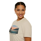 Outdoor T-Shirt — "Seeking Simple Treasures" Sunset Hiker Graphic