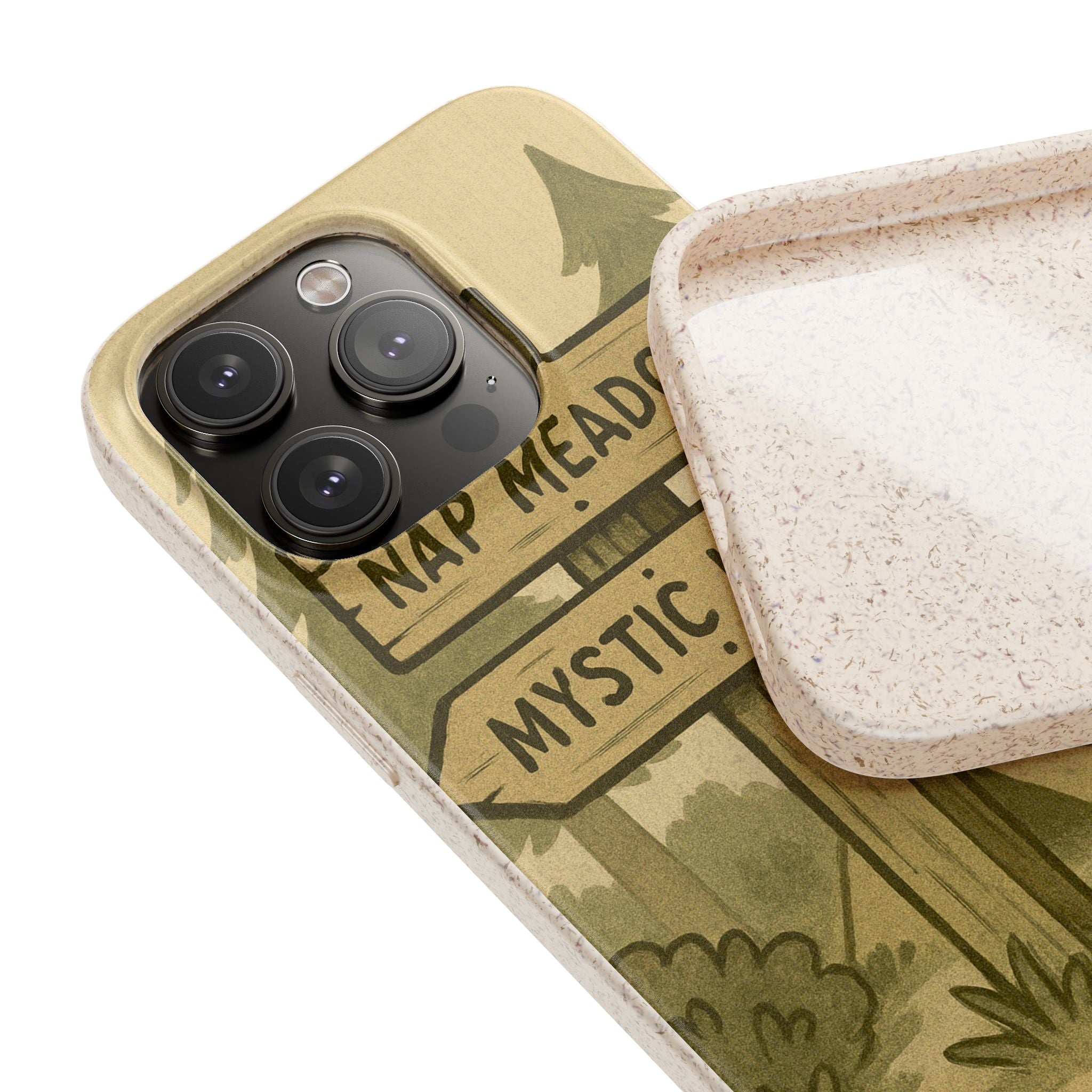 Biodegradable Phone Case — 'Nap Meadow' Mystic Lake Camping Design