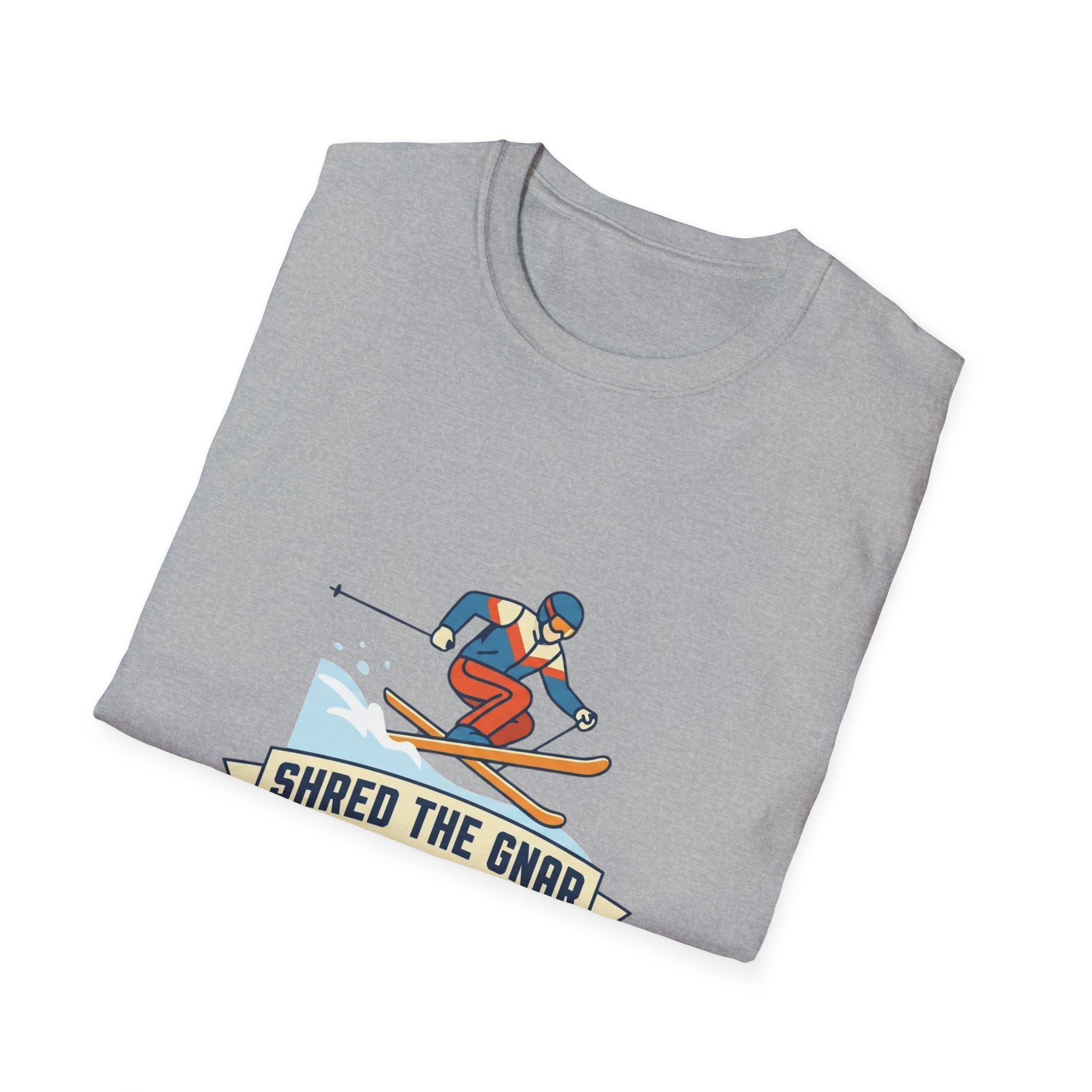 Shred the Gnar Skier T-Shirt | Retro Skiing Graphic