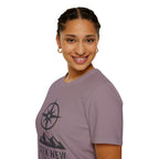 "Seek New Trails" Compass Over Mountains T-Shirt