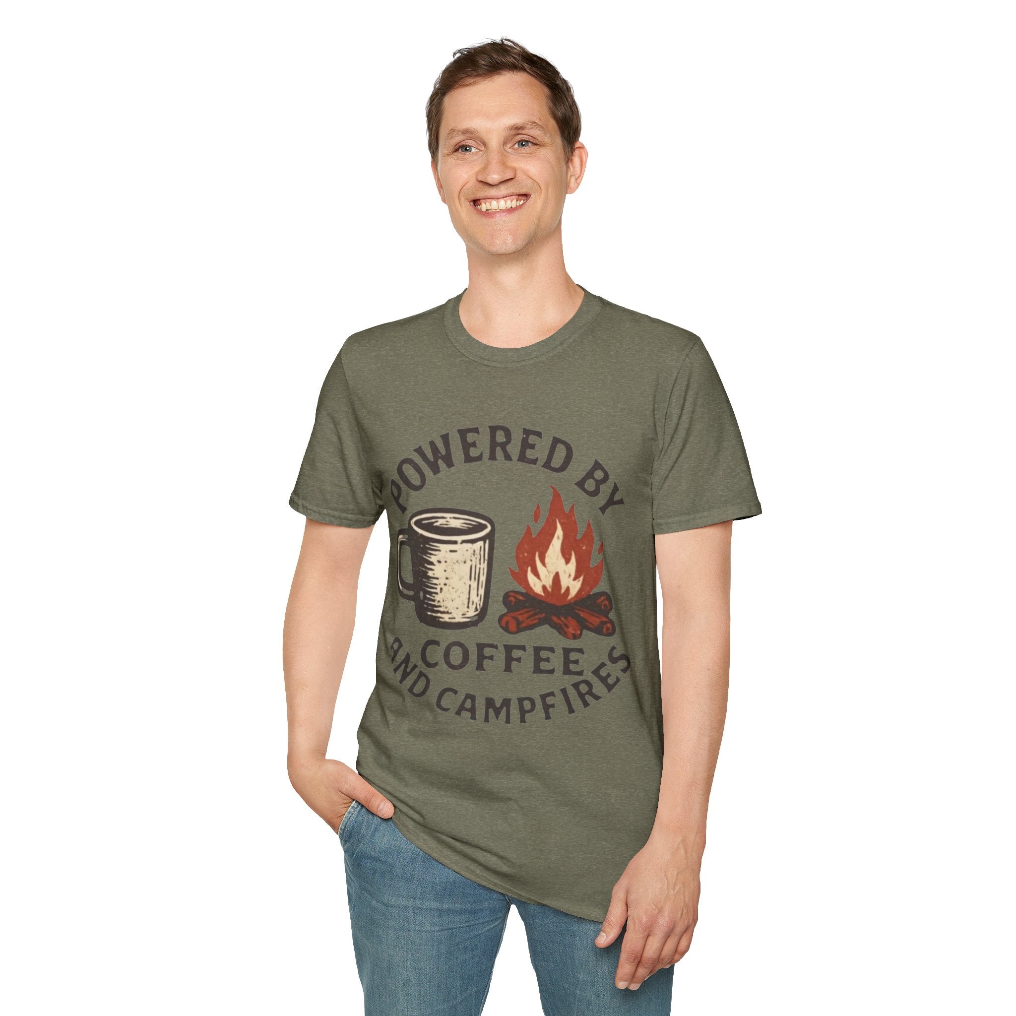 Powered By Coffee And Campfires Vintage Camping T-Shirt