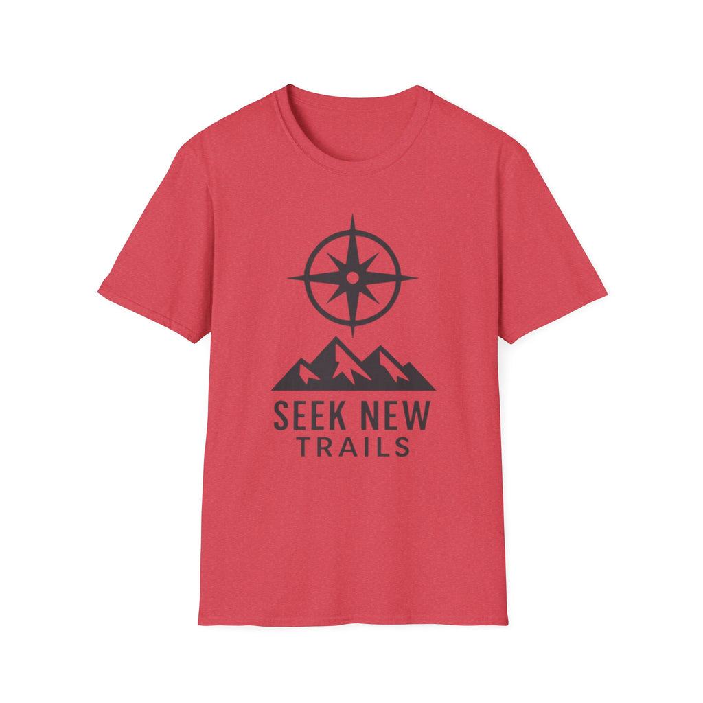 "Seek New Trails" Compass Over Mountains T-Shirt