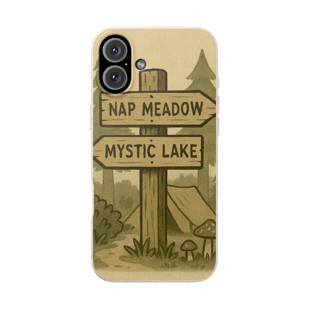 Biodegradable Phone Case — 'Nap Meadow' Mystic Lake Camping Design