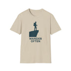 "Wander Often" Hiker on Cliff T-Shirt