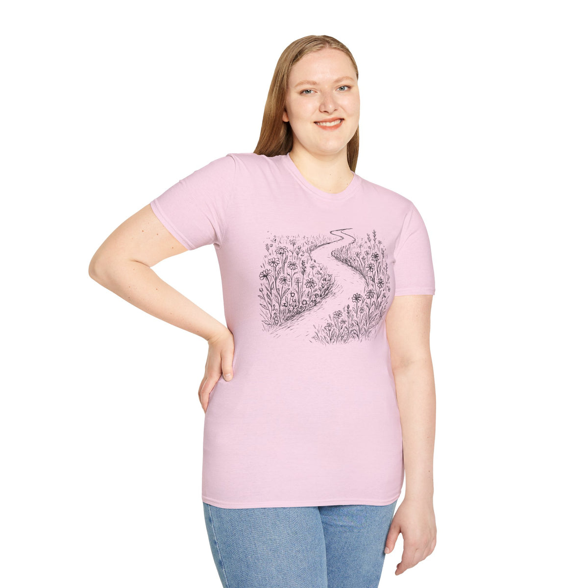 Winding Path Through The Meadow Floral T-Shirt