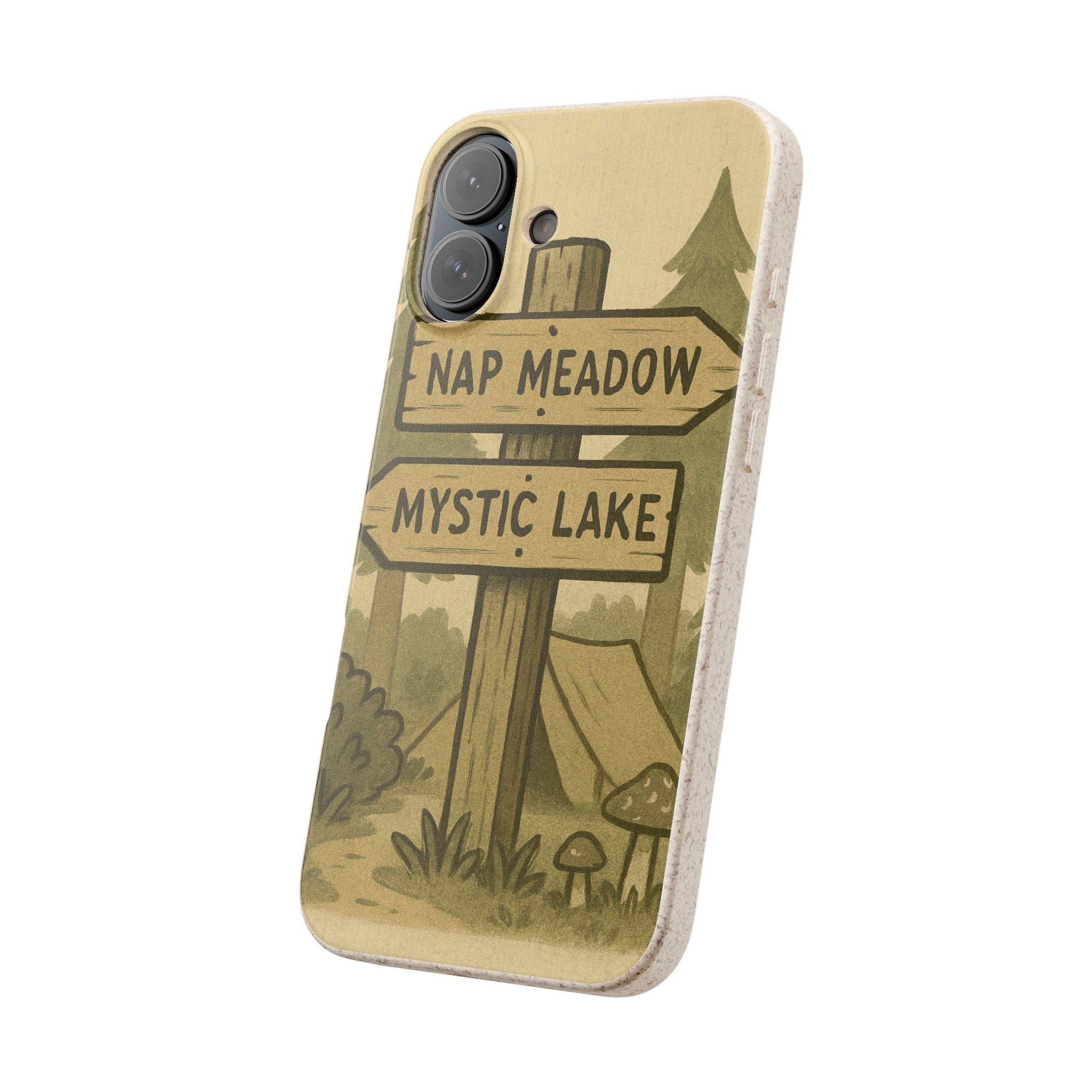 Biodegradable Phone Case — 'Nap Meadow' Mystic Lake Camping Design