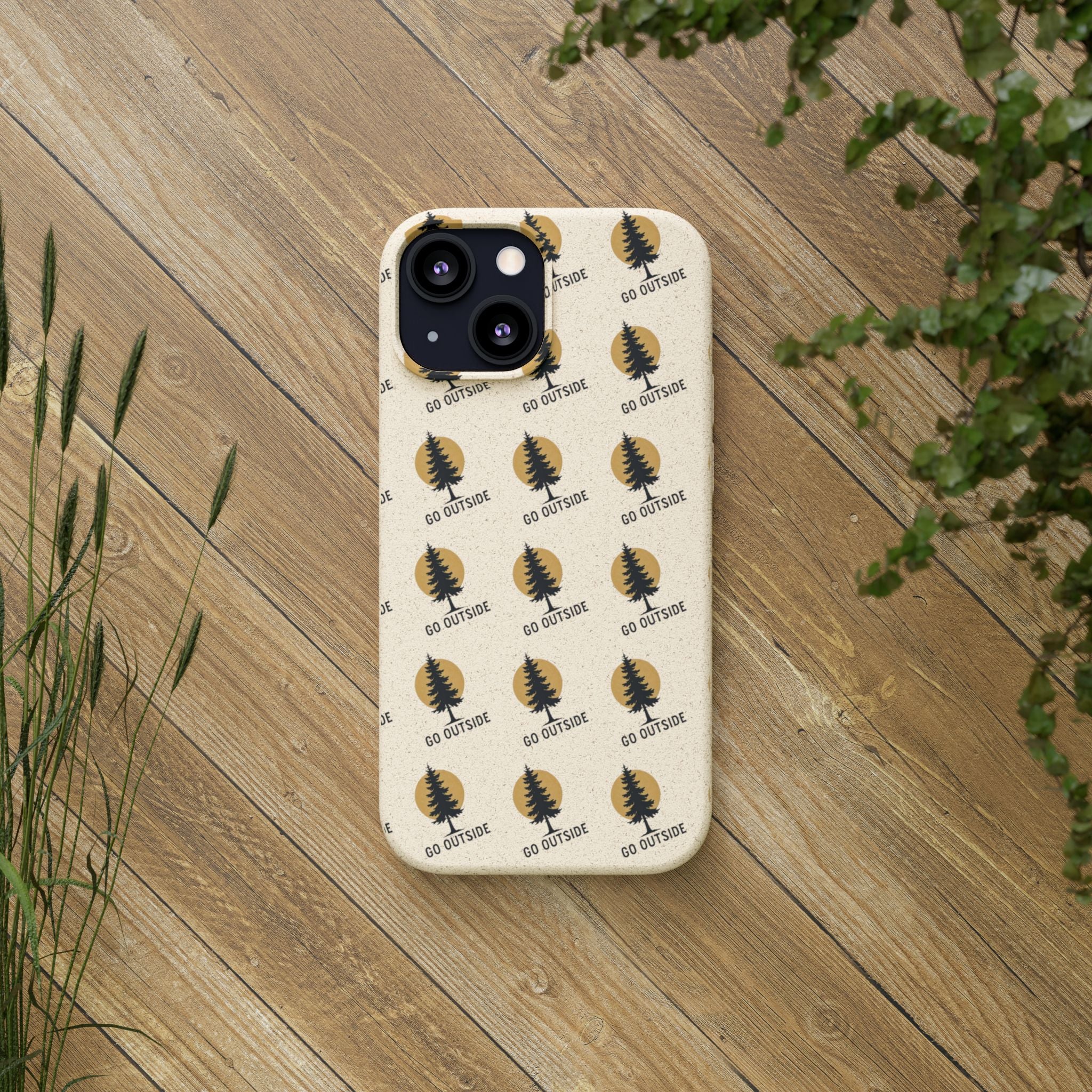Biodegradable Phone Case — 'Go Outside' Recycled Eco-Friendly iPhone Cover