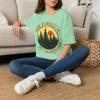 "The Forest Is My Sanctuary" Pines Sunset Graphic Tee Shirt