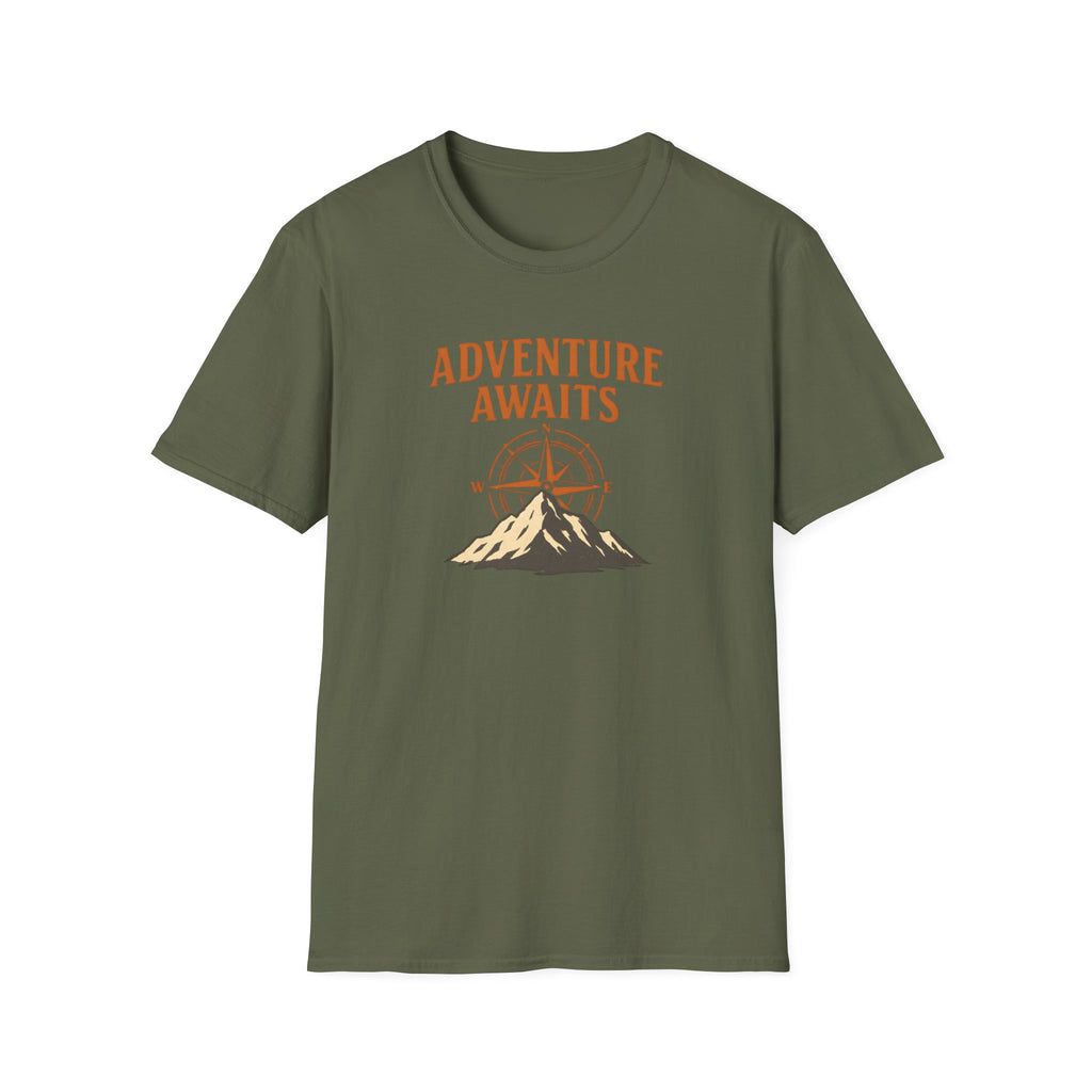 "Adventure Awaits" Compass & Mountain T-Shirt