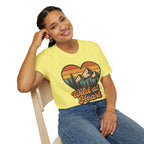 "Wild at Heart" Mountain Heart Retro Sunset Nature Tee Shirt