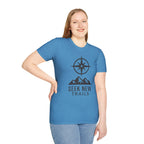 "Seek New Trails" Compass Over Mountains T-Shirt