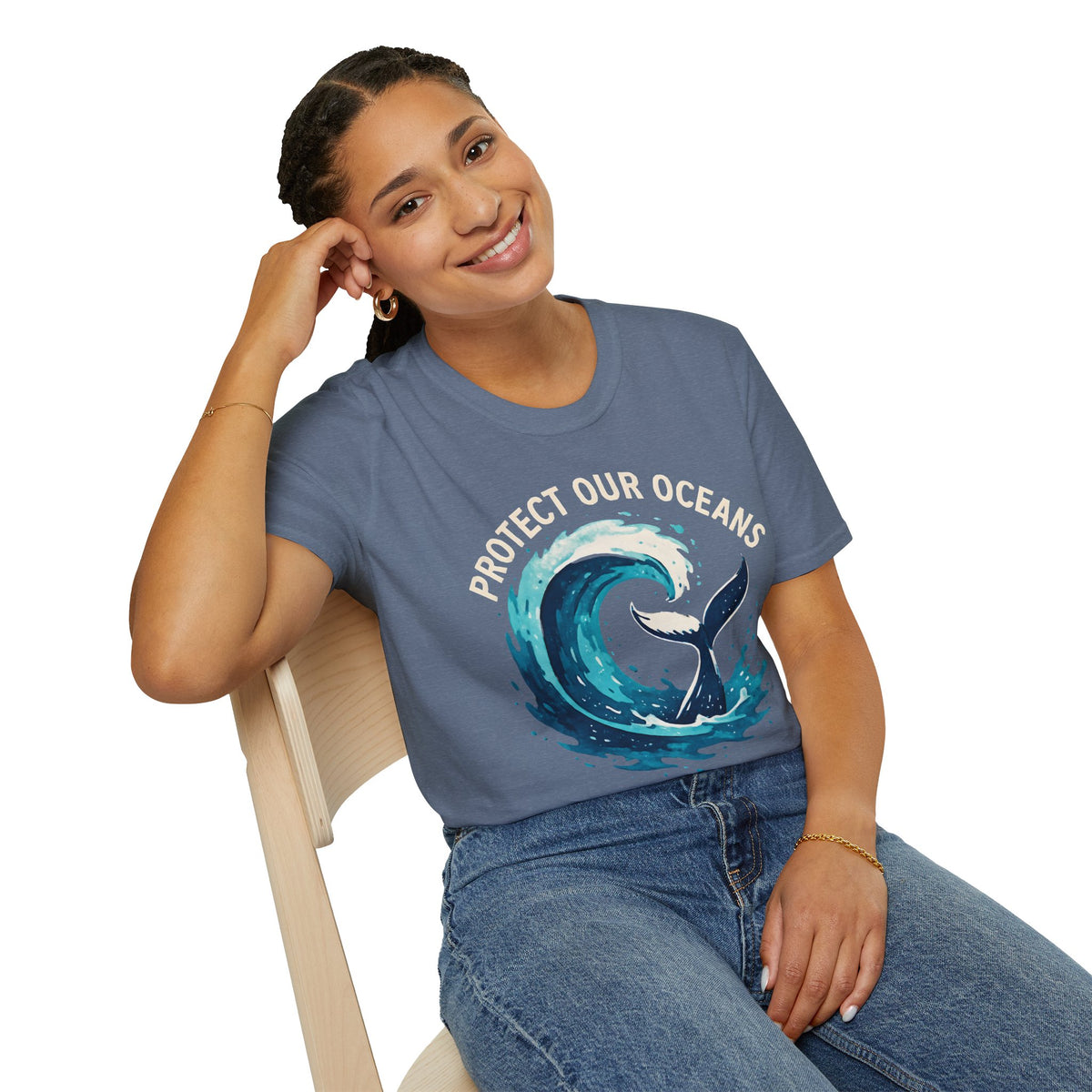 "Protect Our Oceans" Wave Whale Conservation T-Shirt